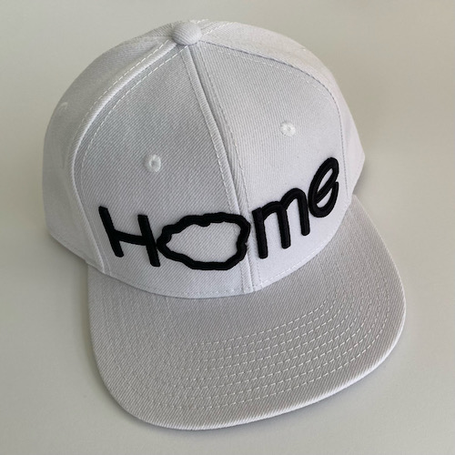 home cap white with black 3D embroidery