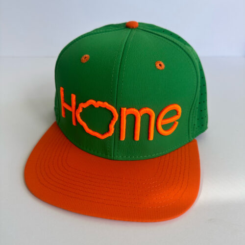 Home cap green orange 3D embroidery