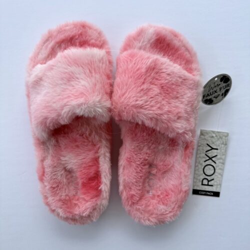 Roxy cozy faux fur slide sandal pink
