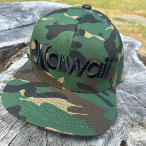green camouflage black Hawaii embroidery