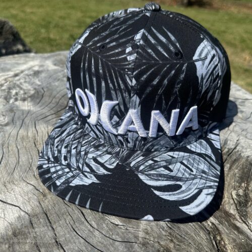 Hurley Ohana snapback cap with Monstera and palm leaf print