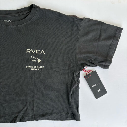 charcoal front print RVCA State of Aloha Hawaii cropped t-shirt