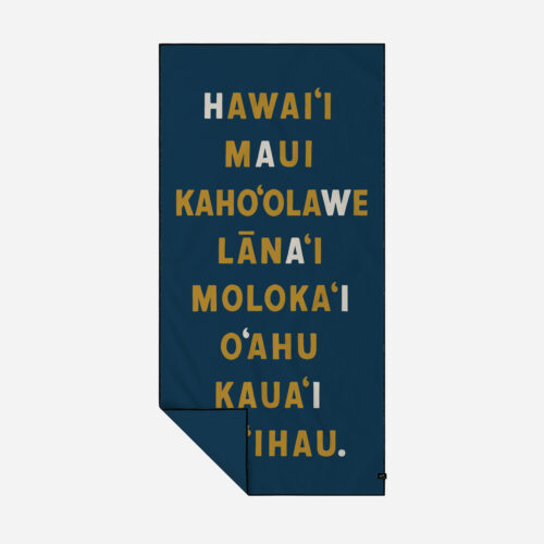 navy white yellow island names Hawaii Maui Kahoolawe Lanai Molokai Oahu Kauai Niihau