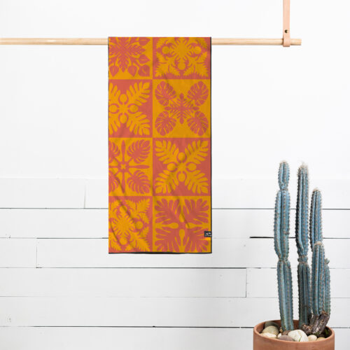 orange Hawaiian quilt print towel