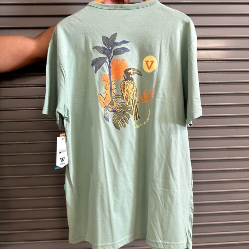 Vissla Aloha Amigo bird with monstera and tropical leaves front print back print